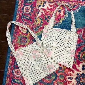 Free People tote tags bundle of 2 Floral and Star Patterned Tote Bag